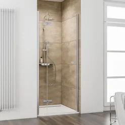 Schulte Porte de douche battante ouverture gauche l.90 x H.200 cm, verre transparent anticalcaire, profilé chromé, MasterClass II* Porte De Douche