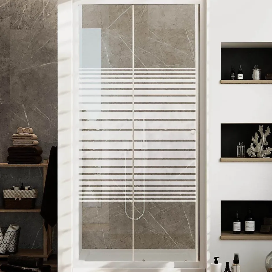 Porte de Douche Blanche 140 CM H185 Verre Sérigraphié mod. Blanc* Porte De Douche