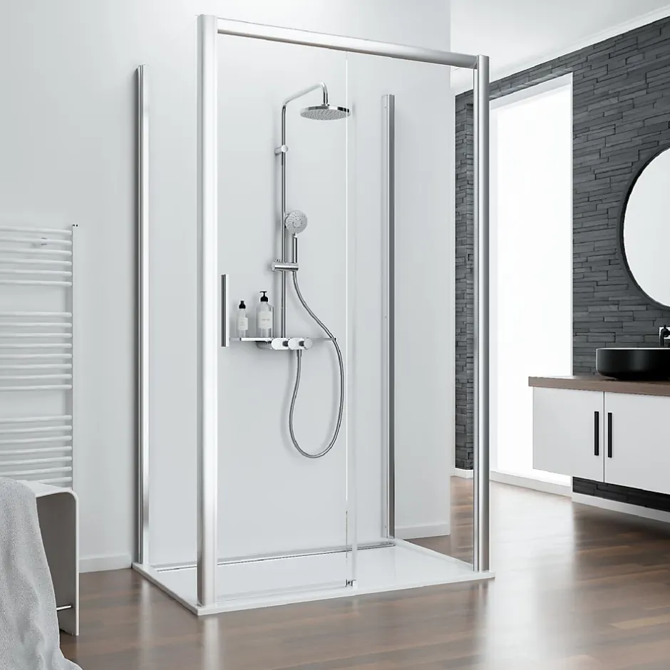 Schulte Porte de douche coulissante l.140 x H.200 cm, profilé chrome, Impériale 8* Porte De Douche