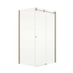 Schulte Porte de douche coulissante avec paroi latérale l.120+80 x H.200 cm, verre transparent, profilé doré mat, MasterClass* Paroi De Douche