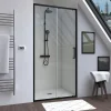Aurlane Porte de douche coulissante 100x200 cm - Verre transparent - Profilé Noir - CRUSH* Porte De Douche