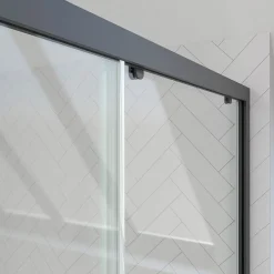 Aurlane Porte de douche coulissante 100x200 cm - Verre transparent - Profilé Noir - CRUSH* Porte De Douche