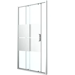 GoodHome Porte de douche coulissante l.120 x H.195 cm, bandes miroir, profilés alu chrome, Ledava* Porte De Douche