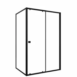 Aurlane Porte de Douche Coulissante Extensible 100x185cm et Retour Fixe 90cm - Noir - BLACK SLIDE