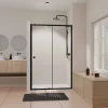 Aurlane Porte de douche Coulissante Noir 100x185cm - Extensible de 98.5 à 112.5cm - BLACK SLIDE 100* Porte De Douche