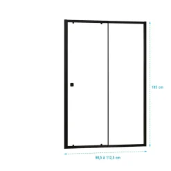Aurlane Porte de douche Coulissante Noir 100x185cm - Extensible de 98.5 à 112.5cm - BLACK SLIDE 100* Porte De Douche