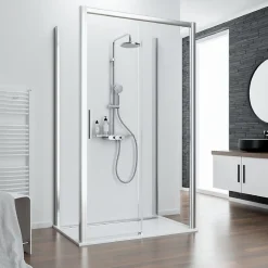 Schulte Porte de douche coulissante l.140 x H.200 cm ouverture gauche, profilé chrome, Impériale 8* Porte De Douche