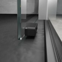 Schulte Porte de douche coulissante droite l.120 x H.200, verre transparent, profilé noir, Trend2.0