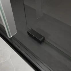 Schulte Porte de douche coulissante droite l.120 x H.200, verre transparent, profilé noir, Trend2.0