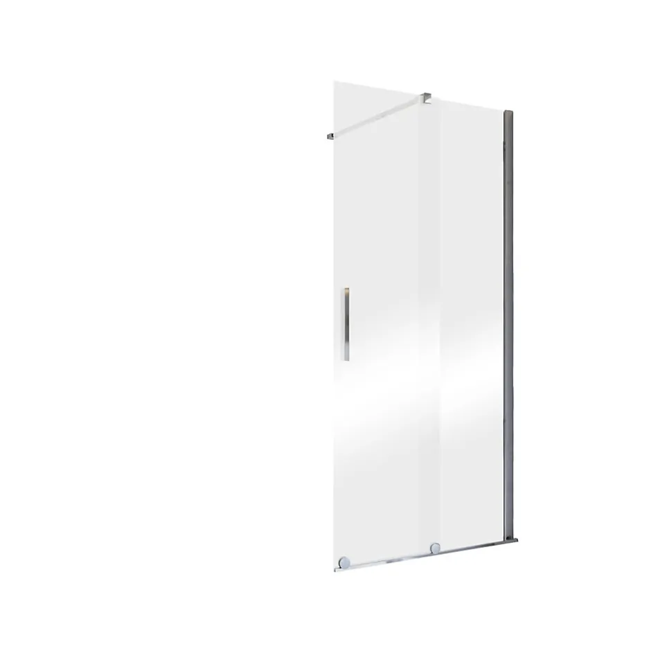Schulte Porte de douche coulissante avec roulettes l.100 x H.200 cm, verre transparent anticalcaire, profilé chromé, NewStyle* Porte De Douche