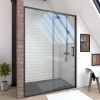 Aurlane Porte de douche coulissante 120x200 cm - Verre transparent - Profilé Noir - CRUSH