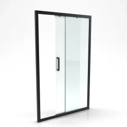 Aurlane Porte de douche coulissante 120x200 cm - Verre transparent - Profilé Noir - CRUSH