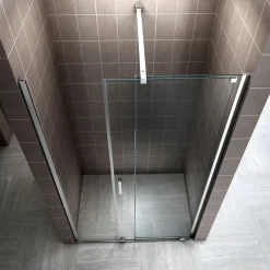 Saniverre Porte de douche coulissante NAPOLI H.200 - largeur 130 cm verre transparent 8 mm -* Porte De Douche