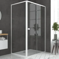 Galedo Porte de douche coulissante et paroi l.120 + 80 x H.185 cm profilés blancs, Spot* Paroi De Douche