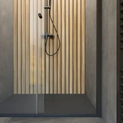 Schulte Porte de douche coulissante droite l.100 x H.200, verre transparent, profilé noir, Trend2.0* Porte De Douche