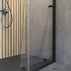 Schulte Porte de douche coulissante droite l.100 x H.200, verre transparent, profilé noir, Trend2.0* Porte De Douche