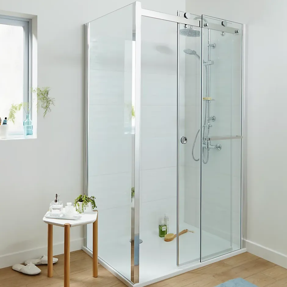 GoodHome Porte de douche coulissante Naya transparent 120 cm