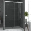Galedo Porte de douche coulissante blanc Spot transparent 140cm