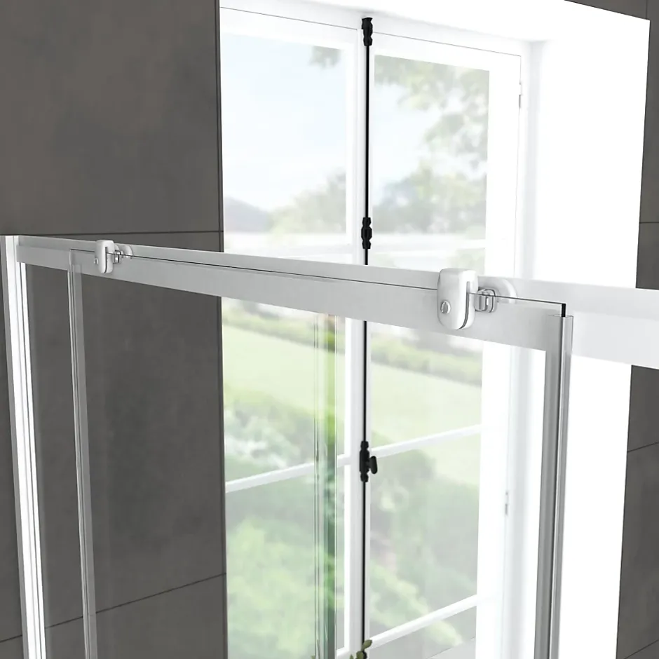 Galedo Porte de douche coulissante blanc Spot transparent 140cm