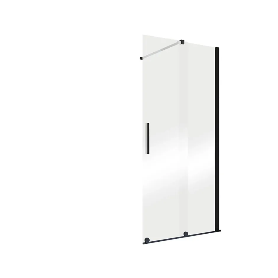 Schulte Porte de douche coulissante avec roulettes l.120 x H.200 cm, verre transparent anticalcaire, profilé noir mat, NewStyle* Porte De Douche