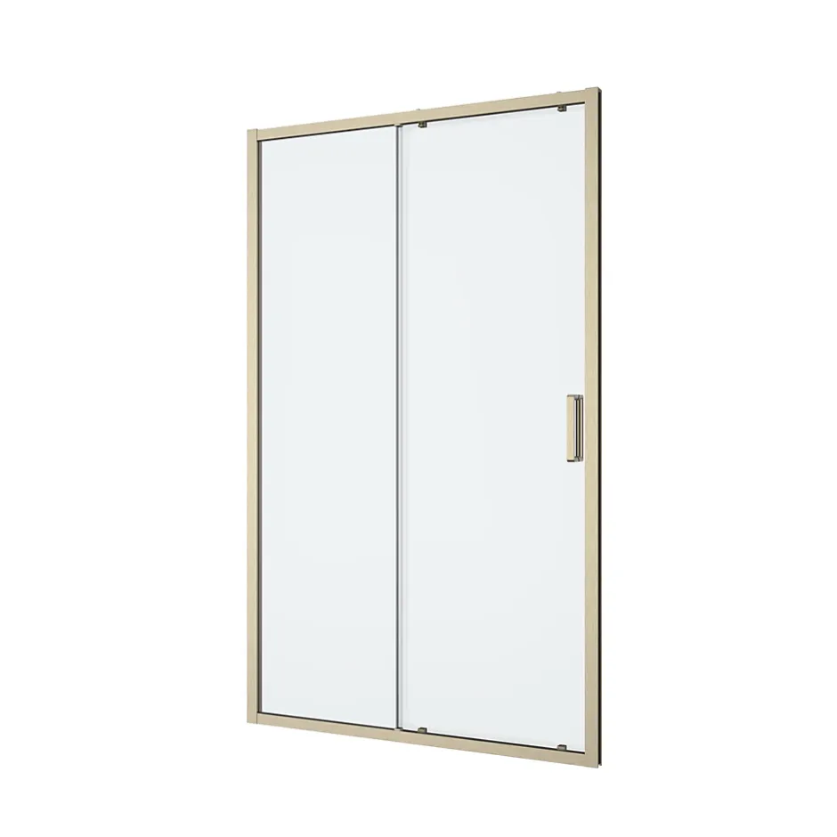 GoodHome Porte de douche coulissante l.120 x H.195 cm, verre transparent, profilés alu finition doré brossé, Ledava* Porte De Douche