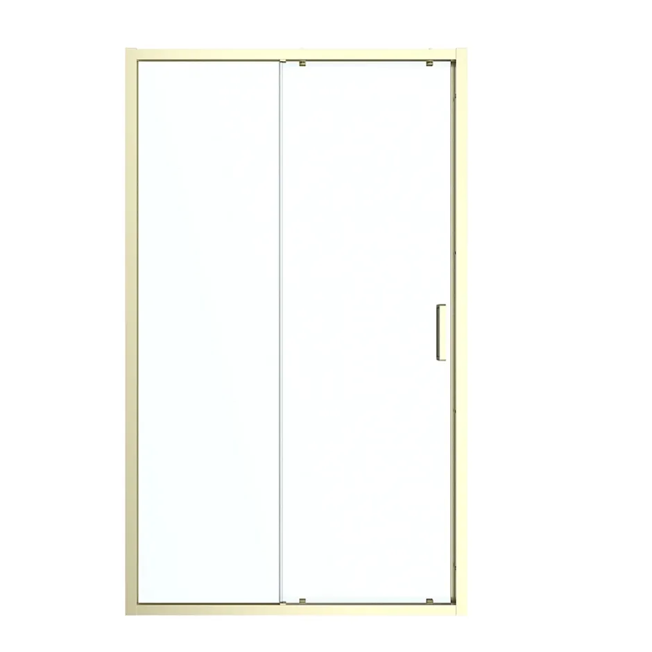 GoodHome Porte de douche coulissante l.120 x H.195 cm, verre transparent, profilés alu finition doré brossé, Ledava* Porte De Douche