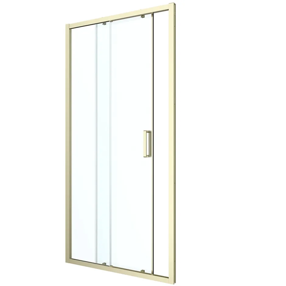 GoodHome Porte de douche coulissante l.120 x H.195 cm, verre transparent, profilés alu finition doré brossé, Ledava* Porte De Douche