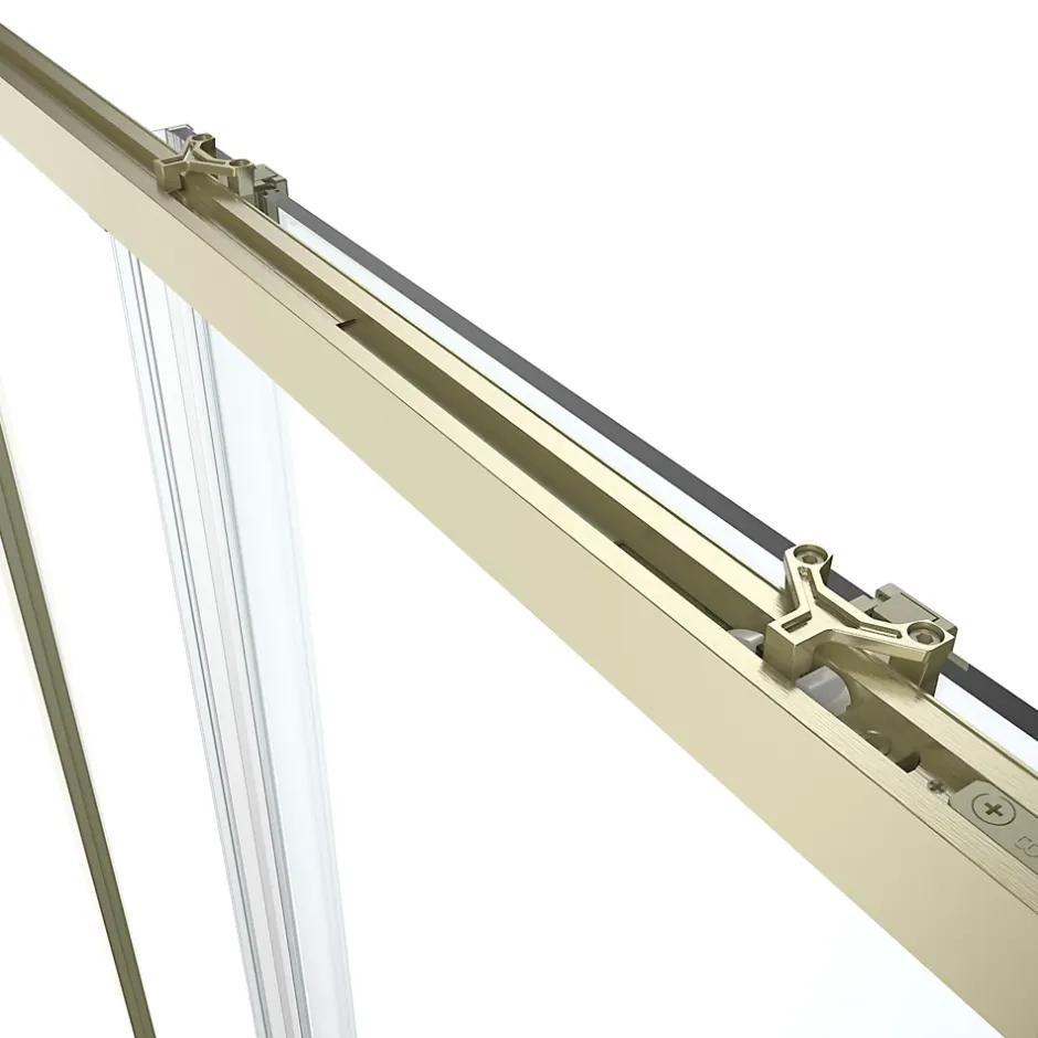 GoodHome Porte de douche coulissante l.120 x H.195 cm, verre transparent, profilés alu finition doré brossé, Ledava* Porte De Douche