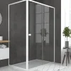 Galedo Porte de douche coulissante et paroi l.140 + 80 x H.185 cm profilés blancs, Spot