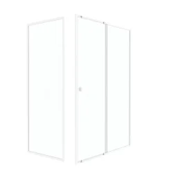 Galedo Porte de douche coulissante et paroi l.140 + 80 x H.185 cm profilés blancs, Spot