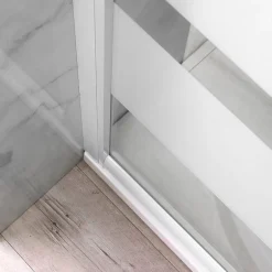 Kiamami Valentina Porte De Douche D'angle 75X75 Verre Sérigraphié Profils Blancs - Venere