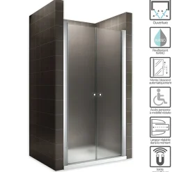 Saniverre Porte de douche GINA H.180 réglable de 76 à 80 cm verre 6 mm opaque -