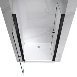 Saniverre Porte de douche GINA-BLACK H.195 cm, largeur réglable 104 à 108 cm, verre 6 mm, anticalcaire -