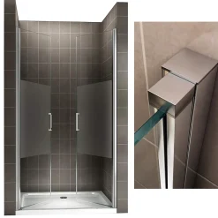 Saniverre Porte de douche KAYA H.180 réglable de 74 à 77 cm verre 6 mm semi-opaque -