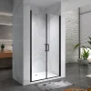 Saniverre Porte de douche KAYA-BLACK H. 180, l. 95-98 cm, verre transparent 6 mm anticalcaire -