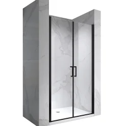 Saniverre Porte de douche KAYA-BLACK H. 180, l. 71-74 cm, verre transparent 6 mm anticalcaire -