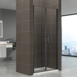 Saniverre Porte de douche KIMIBLACK H.190 largeur réglable 97 à 100 cm verre transparent -