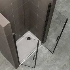 Saniverre Porte de douche KIMIBLACK H.190 largeur réglable 94 à 97 cm verre transparent -* Porte De Douche