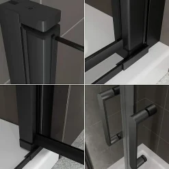 Saniverre Porte de douche KIMIBLACK H.190 largeur réglable 94 à 97 cm verre transparent -* Porte De Douche