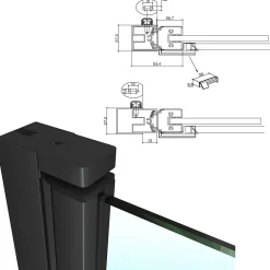 Saniverre Porte de douche KIMIBLACK H.190 largeur réglable 94 à 97 cm verre transparent -* Porte De Douche