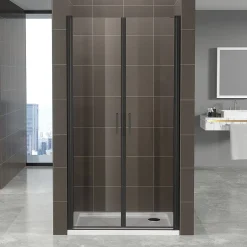 Saniverre Porte de douche KIMIBLACK H.180 largeur réglable 76 à 79 cm verre transparent -* Porte De Douche