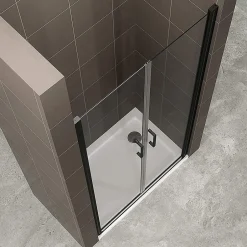 Saniverre Porte de douche KIMIBLACK H.180 largeur réglable 76 à 79 cm verre transparent -* Porte De Douche