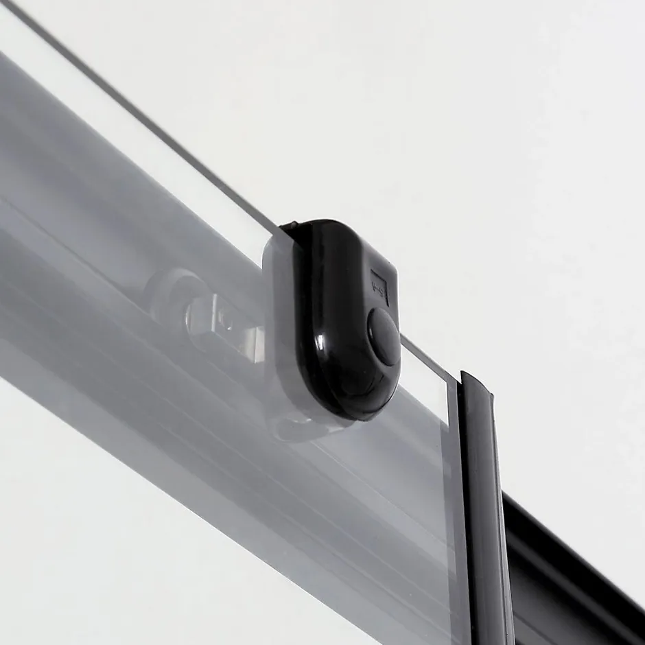 Kiamami Valentina Porte de douche niche 150 cm avec porte coulissante et cadre en aluminium noir mat