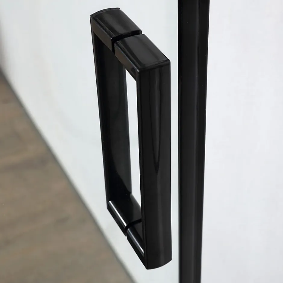 Kiamami Valentina Porte de douche niche 150 cm avec porte coulissante et cadre en aluminium noir mat
