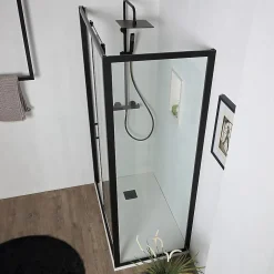 Kiamami Valentina Porte De Douche Niche 120 Cm Avec Côté Fixe 80 Cm Avec Verre Trempé Transparent 6 Mm - City* Porte De Douche