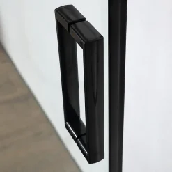 Kiamami Valentina Porte de douche niche coulissante 110 cm noir mat verre trempé 6 mm transparent - city* Porte De Douche