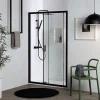 Kiamami Valentina Porte de douche niche noir mat avec ouverture réversible 120 cm - city* Porte De Douche