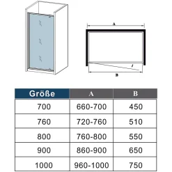 AICA Sanitaire porte de douche Noir 80x200cm,5mm verre securit,Paroi de douche avec porte pivotante,Robustesse et Design Moderne* Porte De Douche