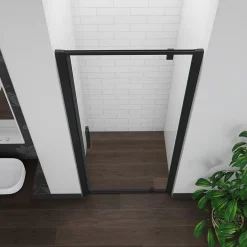 AICA Sanitaire Porte De douche noire 80x185cm porte de douche pivotante en 6mm verre de sécurité Installation en niche