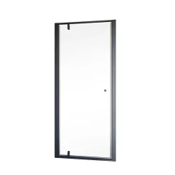 Schulte Porte de douche pivotante en niche l.90 x H.200 cm, verre transparent, profilé noir mat, Impériale